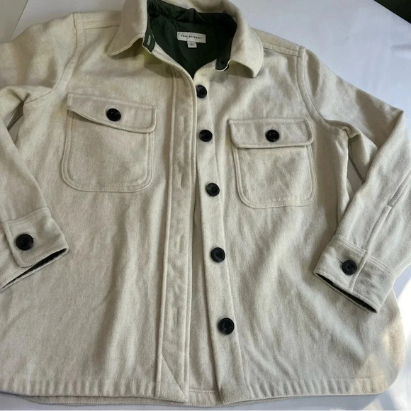 Free Assembly Wool Blend Shirt Jacket utility women’s medium ivory shaket button - Picture 3 of 9